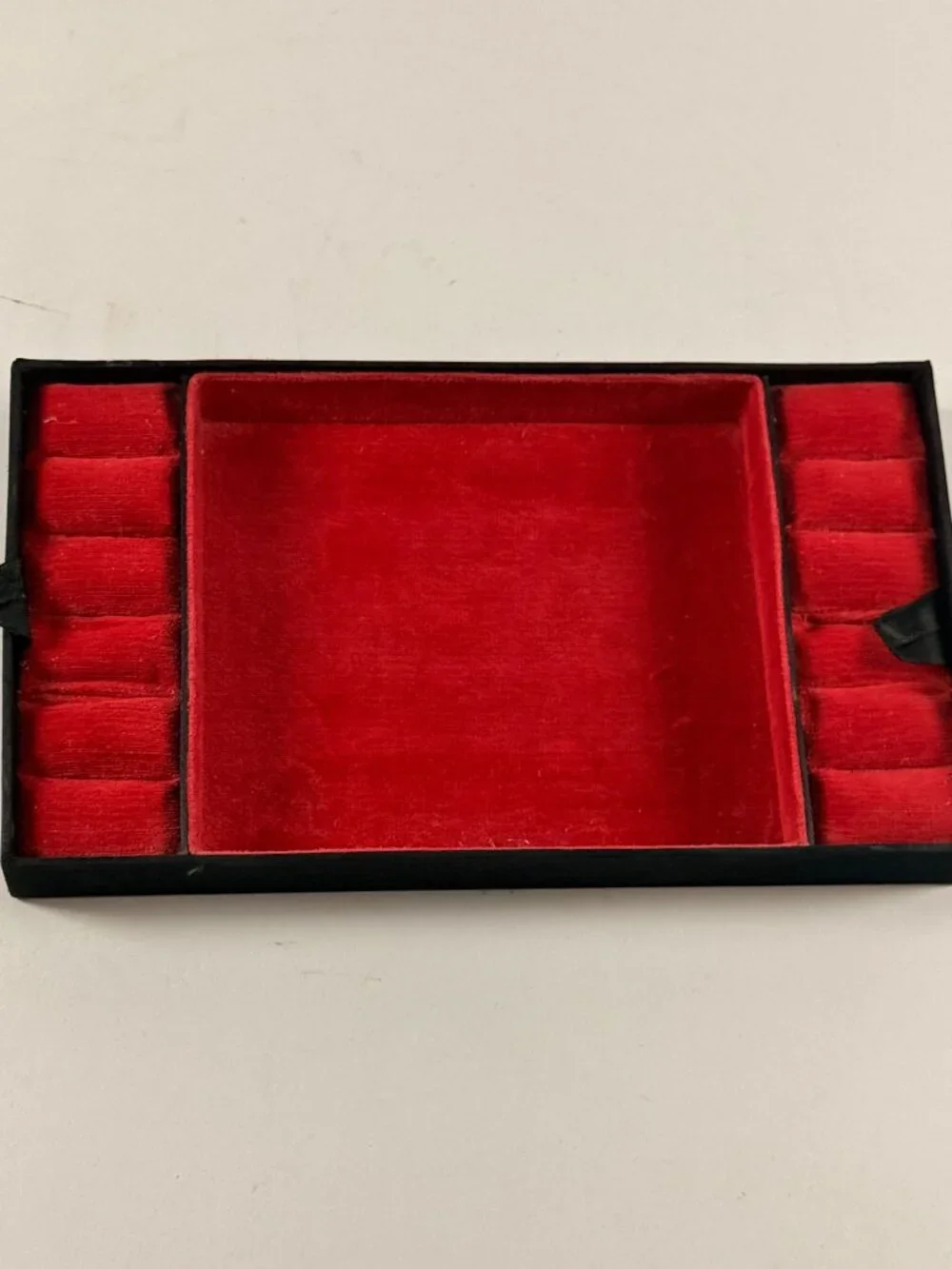 Vintage Asian Silk Top Jewelry Box Gold Floral & Dragon Design Red Velvet Lined